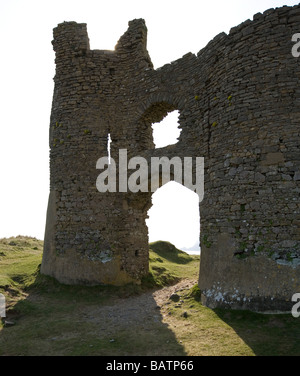 Pennard Castle drei Klippen Bucht Gower Stockfoto