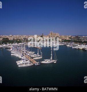 Palma International Boat Show 2009 - Panoramablick, alten Hafen Palma (Moll Vell / Muelle Viejo), Hafen von Palma De Mallorca Stockfoto