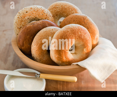 Frisch gebackene Bagels Stockfoto