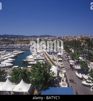 Palma International Boat Show 2009 - Panorama Blick nach Westen, Palma Old Port Stockfoto