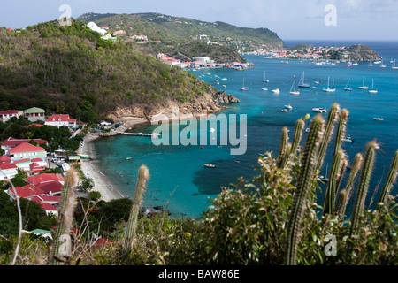 Corossol Dorf und Bucht St. Barts Stockfoto