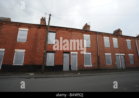 Bereit für den Abriss, Goole in der Nähe von Hull UK Häuser heruntergekommen Stockfoto