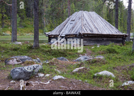 Gåhtie (traditionelles Sami Haus) in Båtsuoj Samecenter, Gasa, Schweden, Skandinavien, Europa Stockfoto