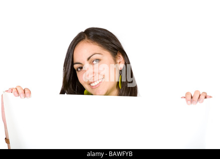 schöne Mädchen Holding Weißbuch Stockfoto