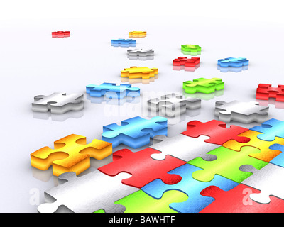 bunte unfertige Puzzle - 3d Render 2 Stockfoto