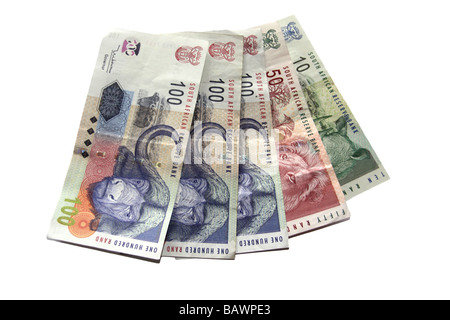 South African Geld isoliert auf weißem Hintergrund Stockfoto