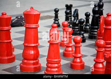 Riesenschach set Cathedral Square Christchurch Neuseeland Stockfoto