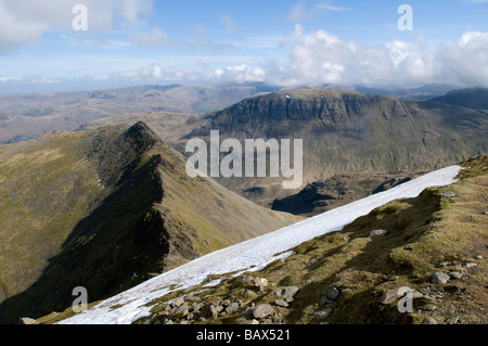Blick hinunter auf Striding Edge, ein Konzept für Lakelandpoeten, Lake District Stockfoto