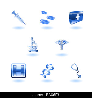 Eine Reihe von glänzenden glänzend medizinische icons Stockfoto