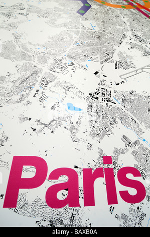 Multimedia-Display von Karten, auf denen die künftige Dimensionen von Paris ausgestellt, um Wettbewerb zwischen den verschiedenen Projekten zu bringen. Stockfoto