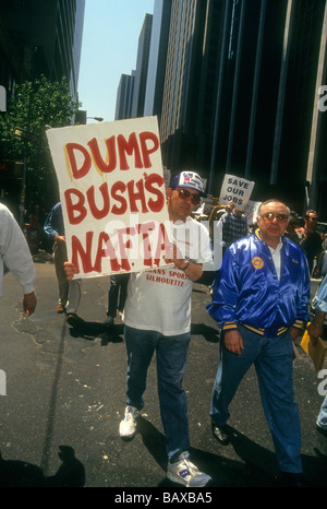 Gewerkschaftsmitglieder protestieren NAFTA-North American Free Trade Agreement auf 1. Mai 1993 Richard B Levine Stockfoto