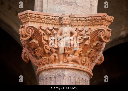 Spalte Top Dekoration im Raj Wada Mansion in Indore Madhya Pradesh, Indien Stockfoto