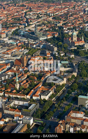 Luftaufnahme von Hannover, Innenstadt, neues Rathaus, Nord LB, Marktkirche, Niedersachsen, Norddeutschland Stockfoto