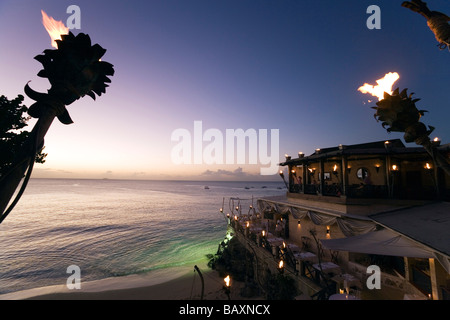 Restaurant der Klippe am Abend, Bohrtürme, Barbardos, Caribbean Stockfoto