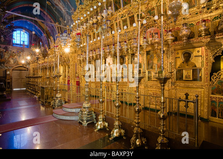 Goldene Ikonostase in Kykkos Kloster, Kirche, Troodos-Gebirge, Süd-Zypern, Zypern Stockfoto