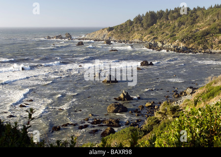 Blick auf die felsige Küste - der Park des Staates suy-meg - Trinidad, Kalifornien, USA Stockfoto