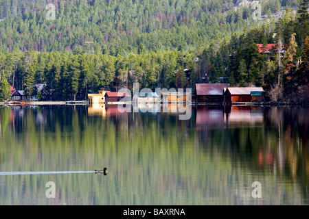 Kabine Reflexionen in Grand Lake - Grand Lake, Colorado Stockfoto