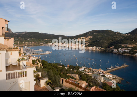 Blick über Port d ' Andratx Bay, Port d ' Andratx, Mallorca, Balearen, Spanien Stockfoto