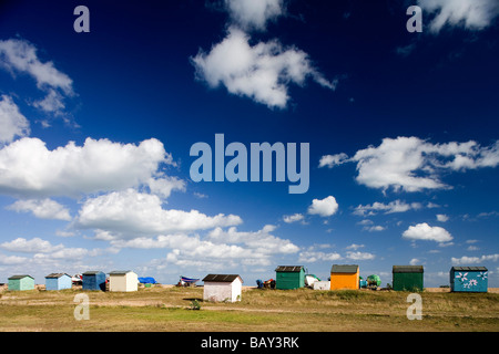 Badekabinen im Littlestone am Meer, Kent, England, Europa Stockfoto