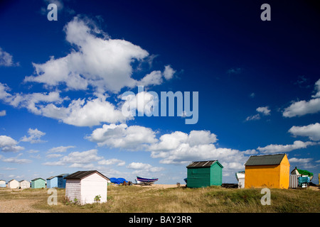 Badekabinen im Littlestone am Meer, Kent, England, Europa Stockfoto