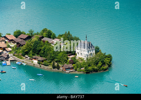 Blick auf Iseltwald, Brienzersee, Berner Oberland (Hochland), Kanton Bern, Schweiz Stockfoto