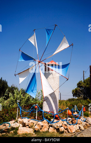 Eine kleine Windmühle, neue Kamiros, Rhodos, Griechenland Stockfoto