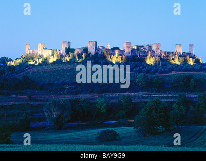 Mittelalterliche Stadtmauer, Castello di Monteriggioni, Monteriggioni, Toskana, Italien Stockfoto