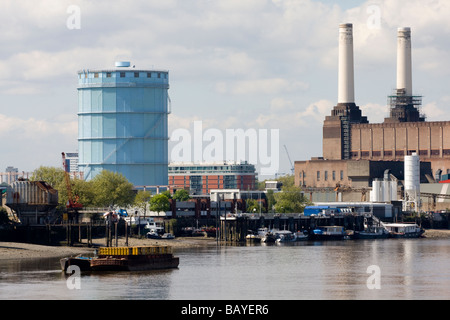 Gas Storage Tank Battersea London England Stockfoto