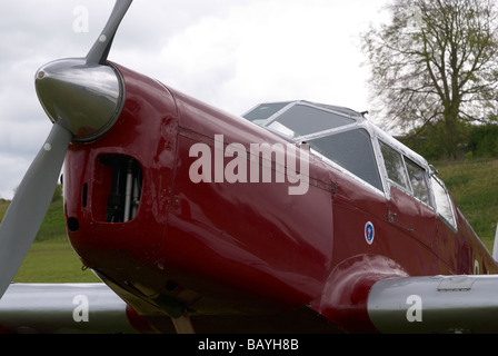 Nase und das Cockpit-Ansicht von einer Percival Vega Gull Leichtflugzeugen aus den 1930er Jahren. Stockfoto