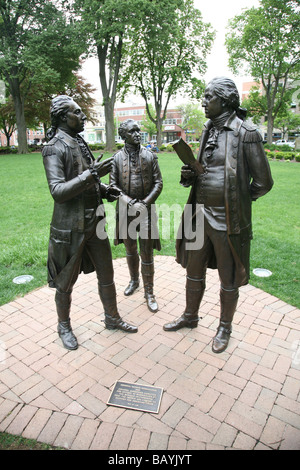 Bronze-Statue von General George Washington, Oberst Alexander Hamilton, Marquis de Lafayette in Morristown, NJ New jersey Stockfoto