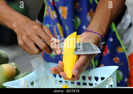 Mango Hawker Silom Road Sathon Bangkok thailand Stockfoto