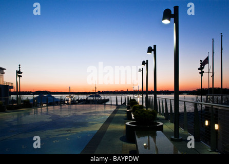 National Harbor Maryland bei Sonnenuntergang Stockfoto