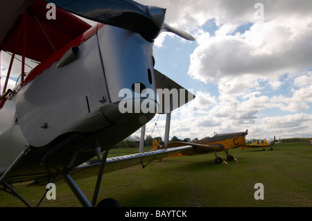 DeHavilland Tiger Moth DH.82A gesehen bei Shuttleworth Air Show Frühjahr 2009 Stockfoto