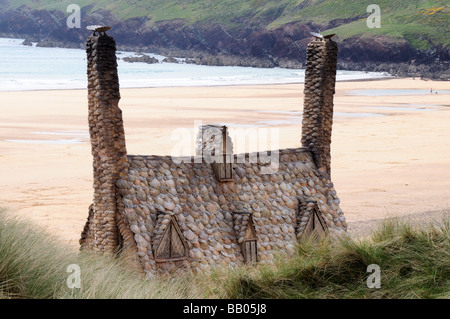 Der Dachschale Cottage Set des Harry-Potter-Films Deathly hallows Freshwater West Beach Pembrokeshire Wales UK Stockfoto