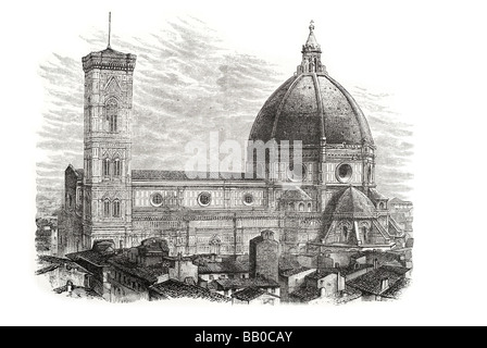 Brunelleschis Kuppel und Giottos campanile Stockfoto