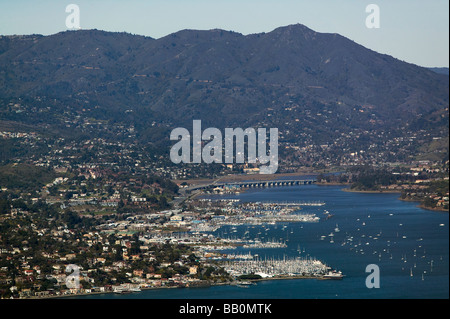 Luftaufnahme über Richardson Bay und Sausalito Marin County Kalifornien Mount Tamalpais Stockfoto