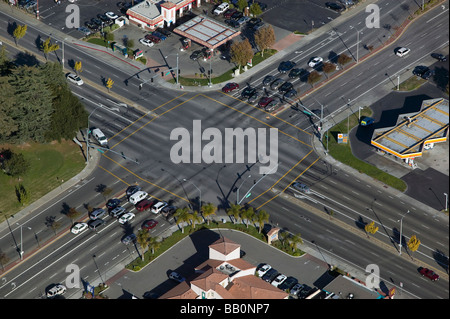 Luftaufnahme über Verkehr Kreuzung Nord-Kalifornien Stockfoto