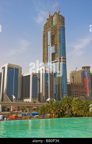 Baumaßnahmen entlang der Sheik Zayed Road Dubai Stockfoto