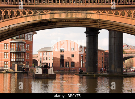 Viktorianische Eisenbahnbrücke, Castlefield, Manchester, UK Stockfoto