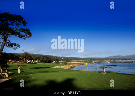 18. Loch enden grün an der berühmten Pebble Beach Golf Course in Monterey in Kalifornien in der Nähe von Carmel Stockfoto