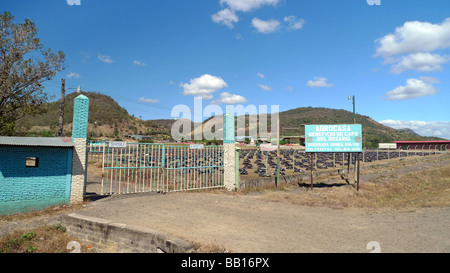 Nicaragua Matagalpa zentrale Lateinamerika Kaffee Trocknen auf dem Bauernhof und Pack Kaffeebohnen im Sack Tasche verstauen Stockfoto