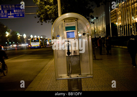 Öffentliches Telefon Kiosk Peking Stockfoto