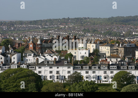 Blick auf Häuser und Gebäude in Brighton. Stockfoto