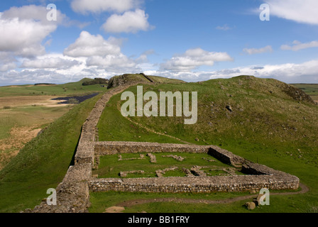 Milecastle 39 Schloss Nick, der Hadrianswall. Rigg-Stahlprofil in der Nähe von Hexham Northumberland, England. Stockfoto