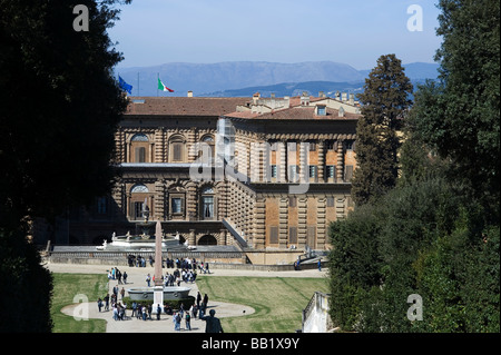 Toskana Florenz, die Stadt der Renaissance Foto zeigt der Pitti Palast aus den Boboli-Gärten Stockfoto