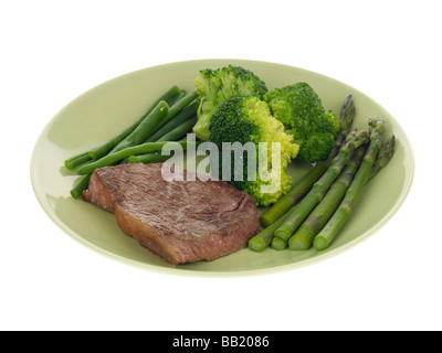 Mageres Rindfleischsteak mit Gemüse Stockfoto