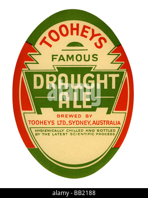 Alten australischen Bieraufkleber für Tooheys berühmten Tiefgang Ale, Sydney, New South Wales Stockfoto