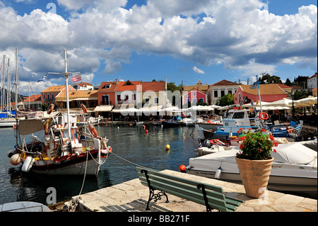 Hafen von Fiskardo, Kefalonia, Griechenland Stockfoto