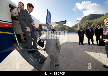 Saba Besuch von Ministerpräsident Balkenende Bijleveld und Emily de Jongh Elhage Stockfoto