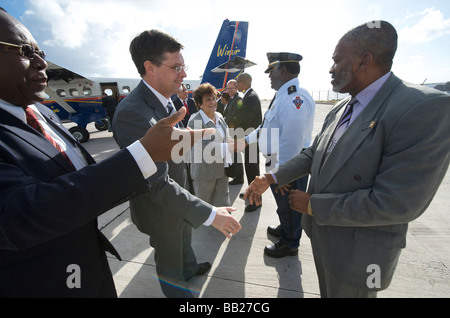 Saba Besuch von Ministerpräsident Balkenende Bijleveld und Emily de Jongh Elhage Stockfoto